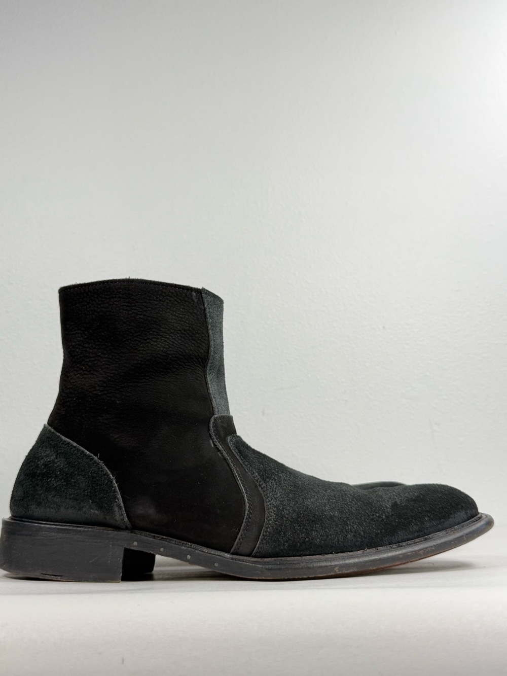 Men's Vintage MARK NASON Cross Boots Size 10.5 Black Zip Suede Made In Italy